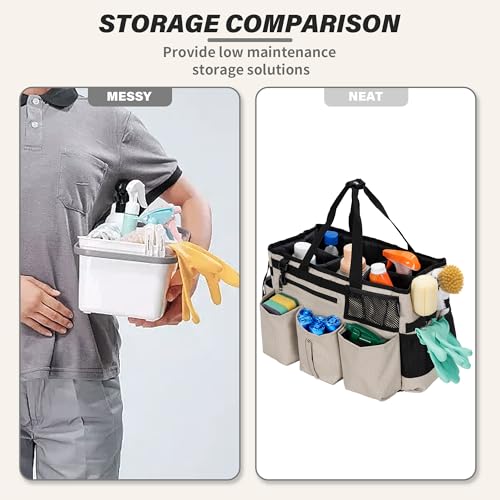 IBVIVIC Wearable Cleaning Caddy Bag for Cleaning Supplies,Large Capacity Cleaning Organizer White - color: White