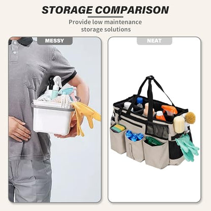 IBVIVIC Wearable Cleaning Caddy Bag for Cleaning Supplies,Large Capacity Cleaning Organizer White - color: White