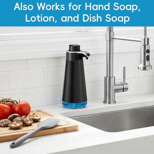 BYUNER Soap Dispenser for Bathroom & Kitchen, 15 fl oz Refillable Soap Dispenser, Brushed Black Metal Look Countertop Soap Dispenser, Rust-Free Hand Soap & Dish Soap Dispenser - color: Black, size: Liquid