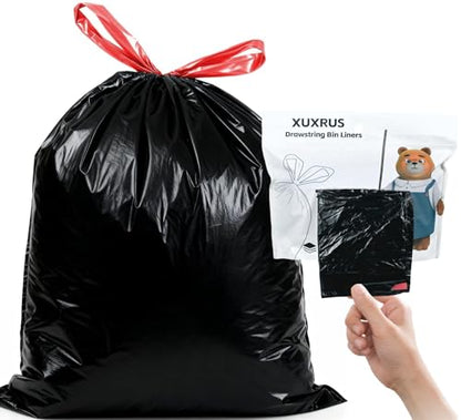 XUXRUS 2.6 Gallon Small Black Bathroom Trash Bags, 60 Count Folded Drawstring Small Garbage Bags, Tear-Resistant & Leak-Proof, Odor Control Liners for Bathroom, Office – Heavy Duty Trash Bags - style: 2.6 GAL-Black-60Counts