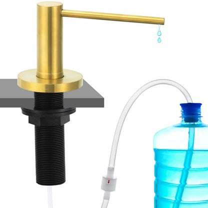 Gappo Soap Dispenser for Kitchen Sink Champagne Gold, Stainless Steel Countertop Pump, Built in Sink Soap Dispenser with 47" Extension Tube kit - color: Champagne Gold
