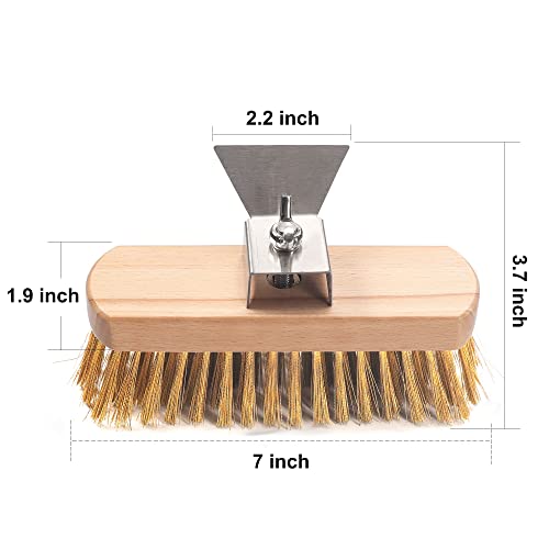 Pizza Oven Brush 7 Inch Brass Bristles Replacement Brush Head and Scraper - size: 7" Replacement Brush Head