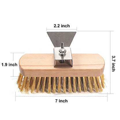 Pizza Oven Brush 7 Inch Brass Bristles Replacement Brush Head and Scraper - size: 7" Replacement Brush Head