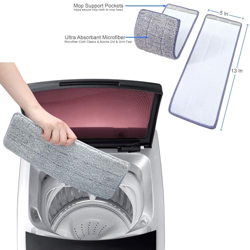 Dust Mop，Flat Mop with 4 Pads, Sponge mops for Floor Cleaning,Hardwood,Tile,Marble,Wall Surface