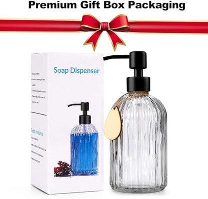 Soap Dispenser with Silicone Pad – Premium Quality – Dish soap Dispenser, Hand Soap Dispenser – Rust Proof Stainless Steel Pump – Ideal for Kitchen Dish soap, Bathroom soap - color: Stainless Steel Black Pump