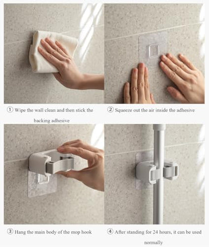 Broom Holder Wall Mount Mop and Command Broom Hanger Organizer Wall Mount Self Adhesive (Single Clip) - size: 1 Single clip