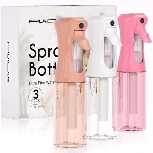 Spray Bottle for Hair, Continuous Ultra Fine Mister Spray Bottle, Refillable Water Sprayer for Hairstyling, Plants, Pets, Cleaning, Skincare (3 Pack 6.8OZ/200ML,White+Pink+Terracotta) - color: White Pink Terracotta, size: (3-Pack)-6.8 Oz