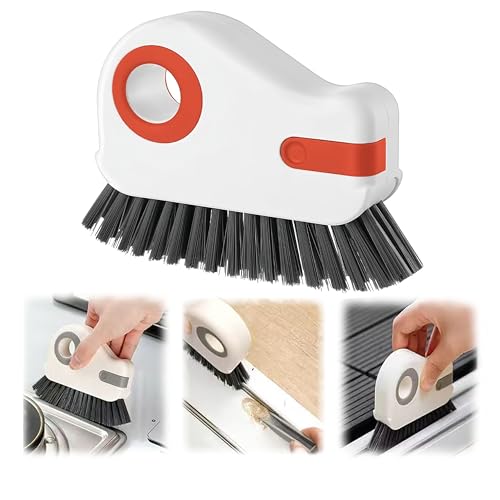 AYNUUY 2 in 1 Groove Cleaning Brush, Window Track Cleaning Tools Multifunction Grout Cleaner Tool with Tweezers and Scraper for Sliding Door Track, Window Seal, Sill (Orange) - color: Orange