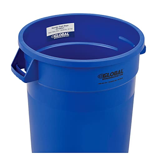 Global Industrial Commercial Round Trash Can, 20 Gallon Capacity, Plastic Garbage Can, Indoor and Outdoor Utility Trash Can, Blue, 19" W x 22-1/2"H, No Lid - color: Blue