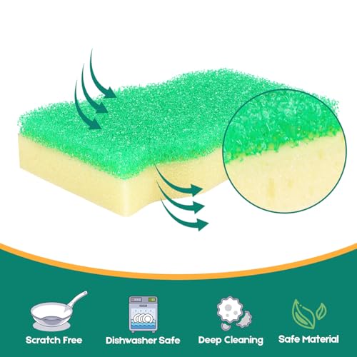 LAUNDRYLUX Scrub Sponge, 4 Pack Dual-Sided Temperature-Responsive Scrubber - Non-Scratch - Multipurpose Dish Sponges for Kitchens, Bathrooms, and Outdoor Use - Wave-Shaped - style: Wave-Shaped