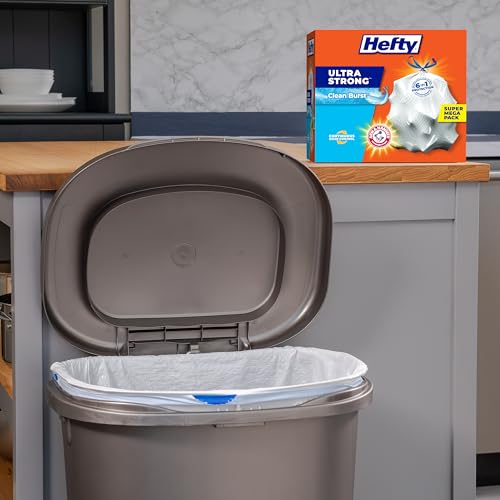 Hefty Ultra Strong 13 Gallon Trash Bags, Tall Kitchen Trash Bags 13 Gallon Size, Drawstring Closure, Continuous Odor Control, White, Clean Burst Scent, 80 Bags (Pack of 3) - size: 80 Count (Pack of 3), style: Clean Burst