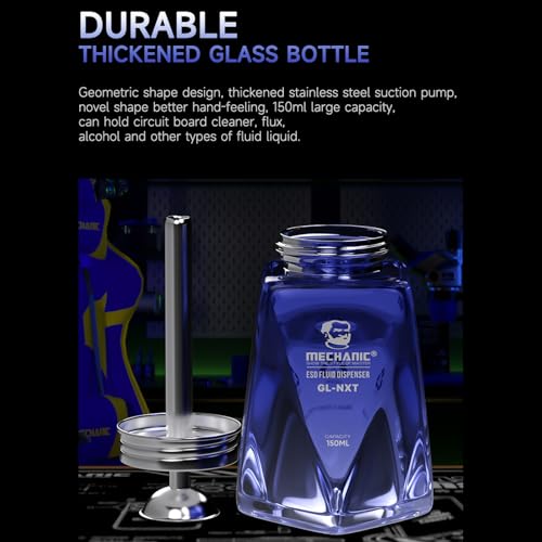 5 Oz /150ml Glass Push Down Pump Dispenser Bottle with Cap Push Down Glass Empty Pump Dispenser Pump Alcohol Dispenser Alcohol Bottle for Nail Polish Alcohol Makeup Remover Phone Cleaning