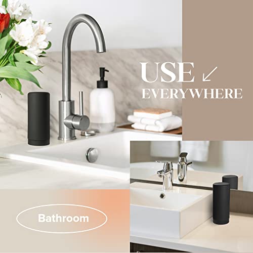 ElmRidge Dish Soap Silicone Dispenser for Kitchen Sink,Squeeze Washing Up Liquid and Hand Soap,Round refillable Silicone Bottles,Easy to Fill and to use, 8.5 oz,Black 2.4 x 2.4 x 5.5 inches (Black) - color: Black