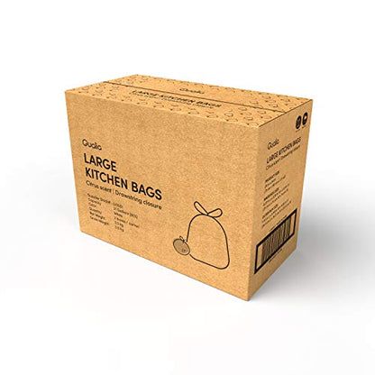 QUALIAZERO CITRUS SCENTED 21 Gal / 80 Liter | Drawstring Closure Trash Bag | Heavy Duty (CITRUS, 90 BAGS), WHITE, (L10001C) - size: 90 Count (Pack of 1), style: CITRUS