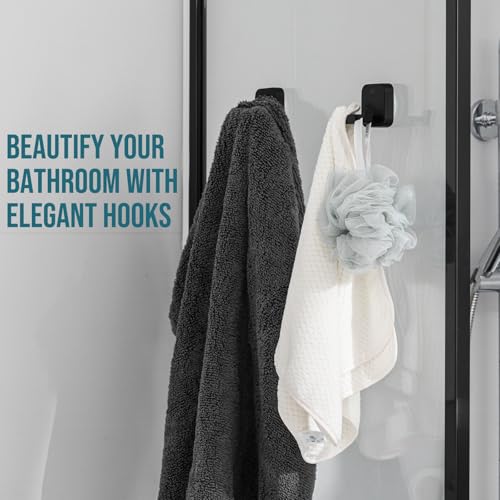 TAILI Patented Strong Suction Cup Hook, 304 Stainless Steel Bathroom Suction Cup Holder for Towel, Loofah, Bathrobe, Damage-Free Hanging Shower Wall Hook, Double-Hook Widening Design, 2 Pack, Black - color: Wide Double-Hook, Black