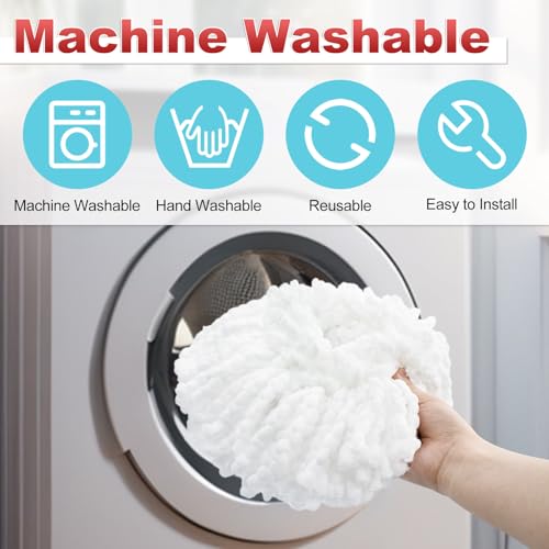 Mop Head Replacement, Base, Mop Handle for Ocedar EasyWring 1-Tank System, 2 Microfiber Mop Refills, Extendable Length 30-59" Mop Handle, Base and Scrubber for All Hard-surfaced Floor - color: White (1 Tank System)