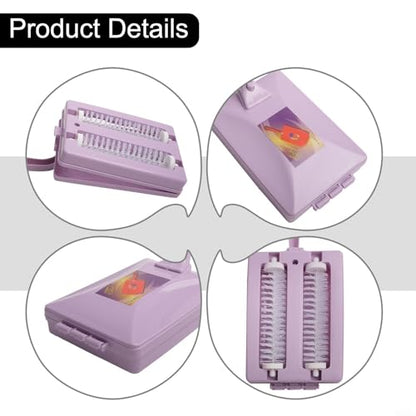 Handheld Roller Brush Sweeper for Carpet Sofa Bed Crumb & Dust Removal, Double Brush Cleaning Tool, Square PP Construction, Easy Crumb Collection & Disposal, Compact 10.5x26cm, Purple(purple) - color: purple
