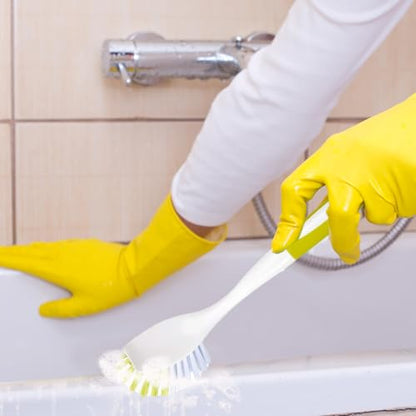 Dish Brush with Handle, Stiff Bristles Dish Scrubber for Pots, Pans & Sink Cleaning, 3 Pack - color: Yellow 3 Pack