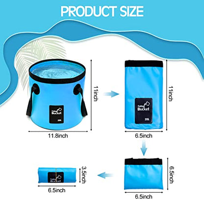 Tessco for you 4 Pack 5 Gallon Collapsible Bucket with Handle Portable Folding Bucket Collapsible Camping Sink Water Container for Hiking Fishing Beach Car Washing