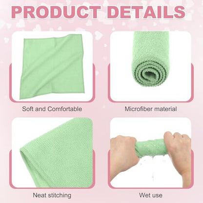uxcell 10 Pcs Microfiber Cleaning Cloth, Kitchen Towels Reusable Microfiber Towels Highly Absorbent for Household Cleaning Supplies, Kitchen, Bathroom, Light Green(Square), 11.8" X11.8 - color: Light Green