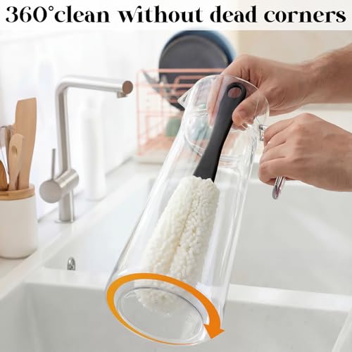 3 Pcs Wine Glass Cleaner Set Large Microfiber Polishing Cloths Wine Glass Cleaning Brush Lint-Free Drying Towels for Stemware Glassware Bar Restaurant Kitchen Supplies (Gray) - color: Gray