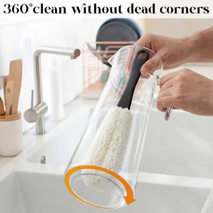 3 Pcs Wine Glass Cleaner Set Large Microfiber Polishing Cloths Wine Glass Cleaning Brush Lint-Free Drying Towels for Stemware Glassware Bar Restaurant Kitchen Supplies (Gray) - color: Gray