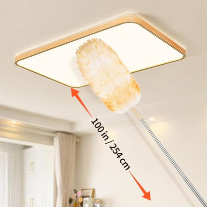 Extendable Cleaning Duster,Extra-Long Telescoping Feather Dusters with Stainless Steel Extension Pole Up to 100" for Cleaning High Ceiling Fan, High Ceilings,Furniture - size: 100inch