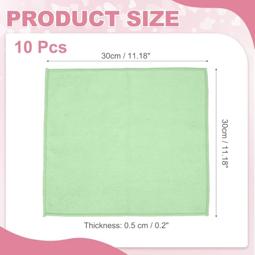 uxcell 10 Pcs Microfiber Cleaning Cloth, Kitchen Towels Reusable Microfiber Towels Highly Absorbent for Household Cleaning Supplies, Kitchen, Bathroom, Light Green(Square), 11.8" X11.8 - color: Light Green