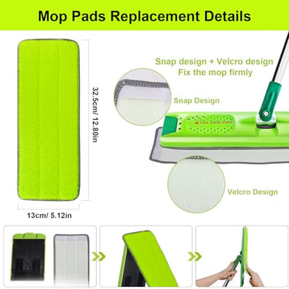 Replacement Microfiber Mop Pads for Libman Rinse 'n Wring Mop and Bucket System, Washable Reusable Wet & Dry Cleaning Refill Head for Multi-Surface Floor-12 Pack - color: 12 Pack