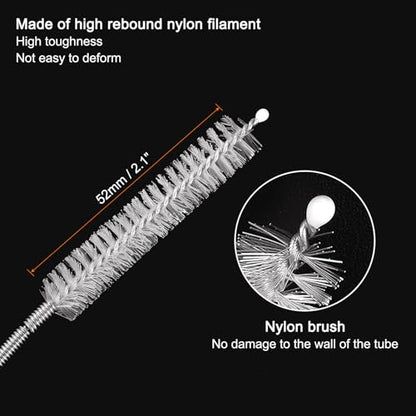 1 Pcs AC Drain Line Cleaner Tool Brush, 59 Inch Long Drain Brush Flexible Feeding Tube Brush, Refrigerator Car Cleaning Brush for Straw, Hose Pipe(Stainless Steel White)