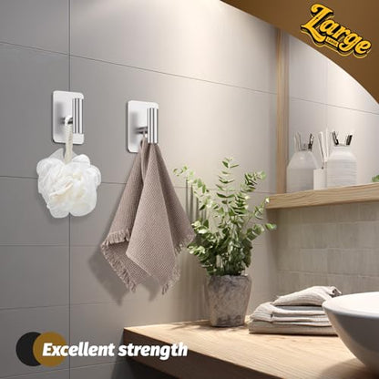 Heavy Duty Adhesive Hooks - 26lb Max, Sticky Wall Hooks Waterproof Stainless Steel for Hanging Towel, Coat, Robe, Towel Hooks Stick on Bathroom, Kitchen, Shower, Door (Silver, 4 Pack) - color: Silver-Cylinder
