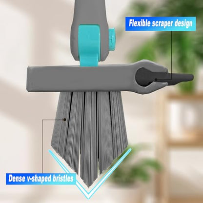 Grout Brush with Long Handle V Shape Floor Scrub Brush Stiff Bristle Grout Scrubber for Cleaning Bathroom Garage Kitchen Wall Tub Tile (1, Grey) - color: Gray