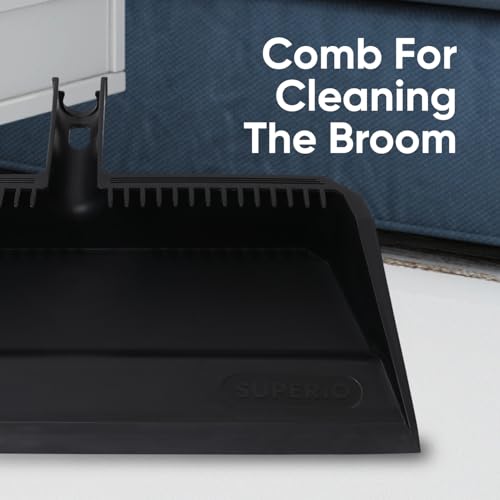 Superio 16 Silicone Pet Hair Remover Broom & 16 Dustpan with Comb, Rubber Lip & Clip - Carpet Rake Floor Cleaning Set for Carpet, Hardwood & Tile - Removes Fur, Dust & Debris - size: Broom with Dustpan