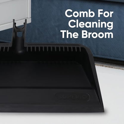 Superio 16 Silicone Pet Hair Remover Broom & 16 Dustpan with Comb, Rubber Lip & Clip - Carpet Rake Floor Cleaning Set for Carpet, Hardwood & Tile - Removes Fur, Dust & Debris - size: Broom with Dustpan