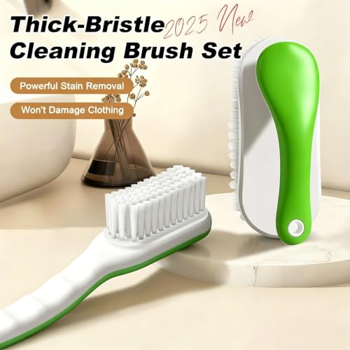 2Pack Shoe Cleaning Brush Household Laundry Clothes Scrubbing for Stains Bathroom Ergonomics Grip Easy Hold (2, Green) - color: Green