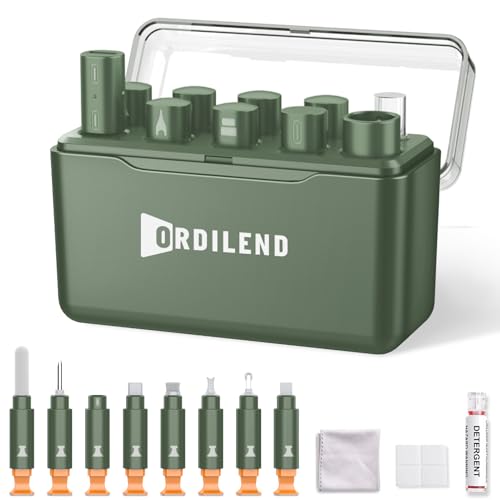 Ordilend for iPhone Cleaning Kit for Charging Port Cleaner, Multi-Tool iPhone Cleaner Repair Lightning Cable, cell Phone Cleaning Kit for iPad, Connector, Speaker, Airpod with Storage Case, Army Green - color: Army Green