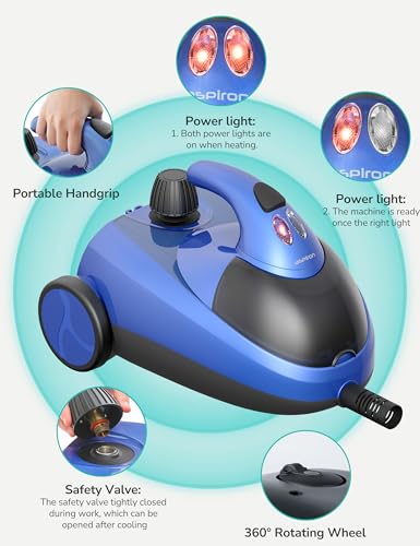 Steam Cleaner, 293°F 58 PSI Powerful Multipurpose Handheld Steam Mop for Home, Built-in Storage, 21 Attachments, 50Oz Capacity, Heavy Duty Canister Steamer for Carpet, Floor, Car, Tile, Crack