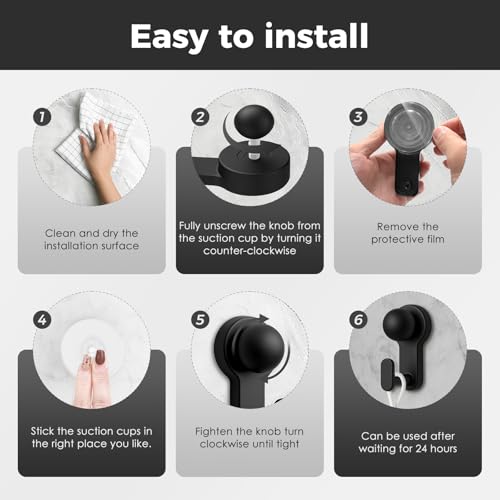 Shower Hooks for Inside Shower,No-Drill Removable&Reusable Towel Hooks for Bathroom,Heavy Duty Suction Cup Hooks for Glass Window,2 Pack(Black) - color: Black