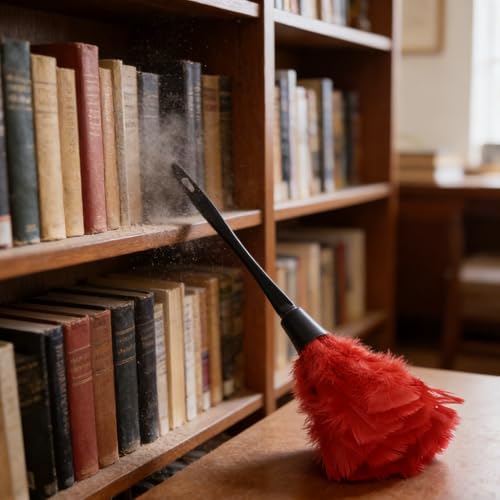 Turkey Plumage Duster with Non-Slip Handle Large Microfiber Head for Dusting Ceiling Fans Blinds Furniture and Corners Reusable Cleaning Tool 13.77In