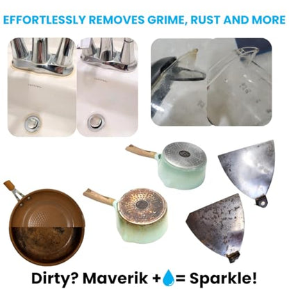 MAVERIK Heavy-Duty Scrubbing Pads, No Detergent Needed, Scouring Pads for Kitchen Cleansing, Bathroom Water Stains, Bathroom, Griddle, Grill & Household Cleaning Pads (3 Sets, 9 Pads)