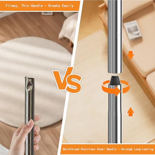 Double-Sided Carpet Rake – Long Handle Pet Hair Removal Tool for Carpets, Furniture & Car Interiors, Adjustable & Durable Stainless Steel Hair Remover Sweeper