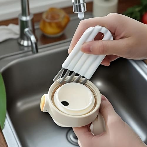 2 Pack Multi-Use Gap Cleaning Brush, Portable Keyboard & Cup Lid Cleaner, Dual-Purpose Nylon Bristle Brush for Keyboards, Water Bottle Lids, Car Gaps & Small Crevices (White)