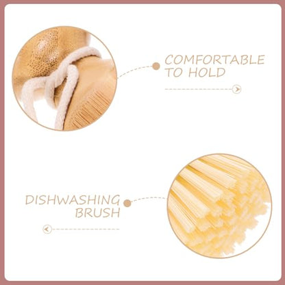 HEMOTON Dish Scrubber Brush with Handle Palm Scrub Brush for Stubborn Stains and Vegetable Cleaning for Pots and Tableware