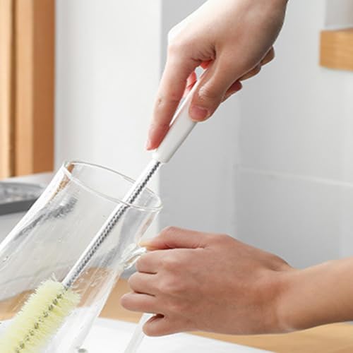 16 Inch Long Handle Bottle Brush Cleaner for Narrow Neck Bottles, Water Bottles, Wine Glasses, Mugs, Jars, and Tumblers – Soft Bristles Deep Cleaning Brush for Kitchen and Barware (1 Pack)