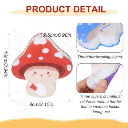 6 Pieces Mushroom Kitchen Sponges Mushroom Sponges Fun Non-Scratch Scrub for Washing Dishes Pots Pans and Household Cleaning Supplies for Kitchen Dishes Furniture Gifts - color: Mushroom