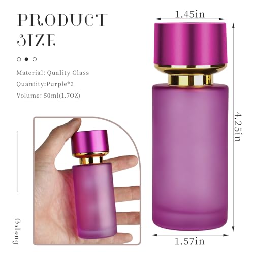 2pcs 50ml Glass Spray Bottle for Perfume,Refillable Travel Perfume Atomizer Bottles,Purple Portable Cologne Atomizer Empty Bottle.(Purple*2) - color: Purple*2