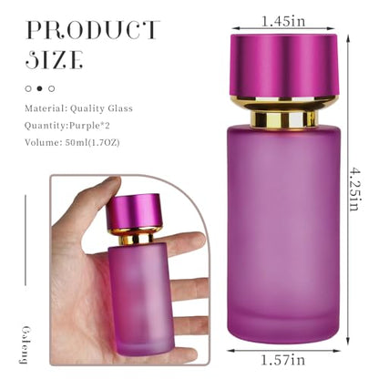 2pcs 50ml Glass Spray Bottle for Perfume,Refillable Travel Perfume Atomizer Bottles,Purple Portable Cologne Atomizer Empty Bottle.(Purple*2) - color: Purple*2