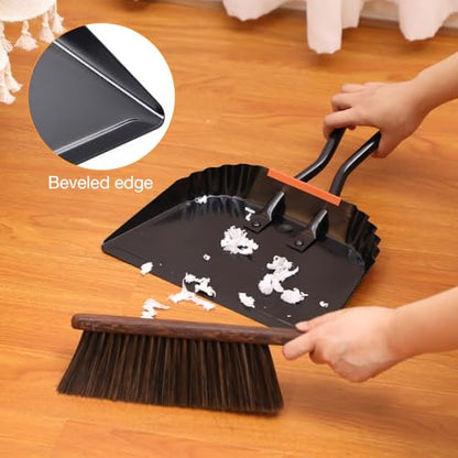 Mumufy 4 Pack Industrial Metal Dustpan 12" Heavy Duty Dust Pan with Handle Handheld Dustpan Wide Scooper Dust Debris Sweeping Tool Precision Edge Ideal for Cleaning Indoor Outdoor Surfaces(Black) - color: Black