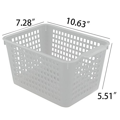 Clear Plastic Storage Bins/Basket Organizer, 6-Pack | Pantry Organizers and Storage, Multi-Use Organizer Binsfor Home Bathroom Kitchen