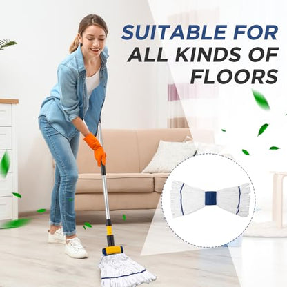 Hushee 12 Pack Large Microfiber Tube Mop Heads 18 oz Heavy Duty Commercial Industrial Wet Mop Head Refill Reusable Machine Washable Looped End Mopheads for Hardwood, Tile, Laminate Floors (White) - color: White